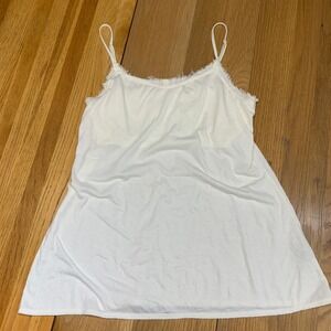 J. Jill Cream Frayed Trim Camisole Top Adjustable Straps Shelf Bra Size Medium